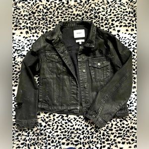 Vervet Black Distressed Classic Crop Fit Denim Jacket